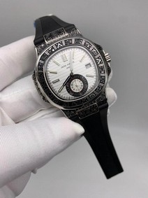 Patek Philippe Nautilus Engraved White Dial Chrono High Version - 1:1 Mirror Replica