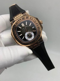 Patek Philippe Nautilus Engraved Black Dial Chrono High Version - 1:1 Mirror Replica