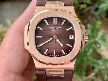 NAUTILUS 5711 RG GRF 1:1 BEST EDITION BROWN TEXTURED DIAL ON BROWN LEATHER STRAP 324CS Replica Watch
