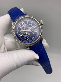 Patek Philippe Geneve Engraved Full Blue Mirror Replica