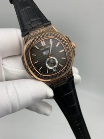 Patek Philippe Nautilus Engraved Black Dial Chrono High Version Replica Watch