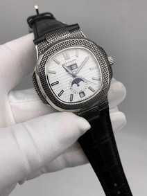 Patek Philippe Nautilus Engraved Silver White Dial Chrono High Version Mirror Replica