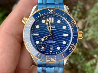 Seamaster Diver 300M SS/YG VSF 1:1 Best Edition YG Bezel Blue Dial on SS/YG Bracelet A8800 Mirror Replica