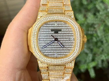 Nautilus 5719/1R RG Full Diamond PF 1:1 Best Edition on Full Diamond Bracelet A324 Clone Mirror Replica