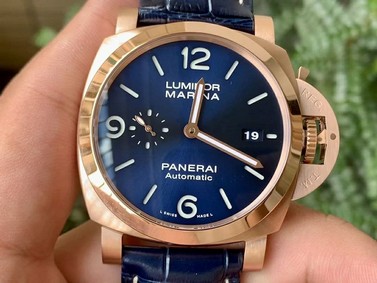 PAM1112 V GMT RG VSF 1:1 Best Edition Blue Dial on Blue Leather Strap P.9010 Super Clone Mirror Replica