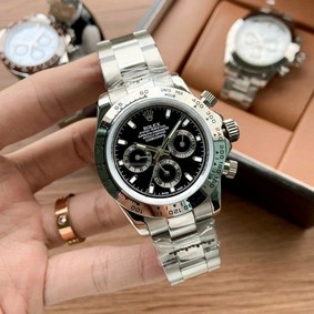 Rolex Daytona Black Dial on SS bracelet Mirror Replica