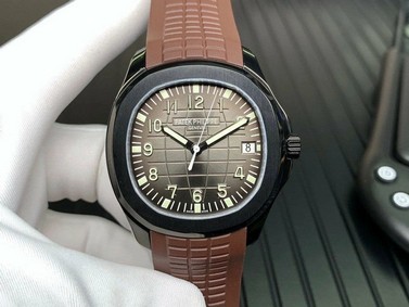 Aquanaut Black Venom DLC ZF 1:1 Best Edition Black Dial on Brown Rubber Strap 324CS Replica Watch