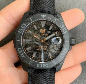 Aquaracer Calibre 5 Moon Men's Watch 43mm OXF 1:1 Best Edition Ceramic Bezel Black Dial on Nylon Strap SW200 Replica Watch