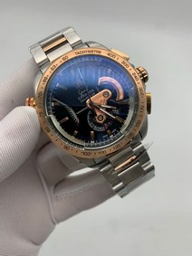 Tag Heuer Black Dial Chrono on SG Strap Mirror Replica