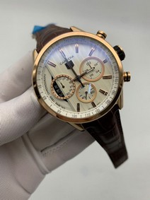 Tag Heuer White Dial Chrono on Black Leather Strap Replica Watch