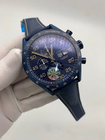 Tag Heuer Full Blue Dial Chrono on Blue Leather Strap Replica Watch