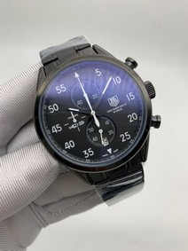 Tag Heuer Full Black Dial Chrono on SS Strap Replica Watch