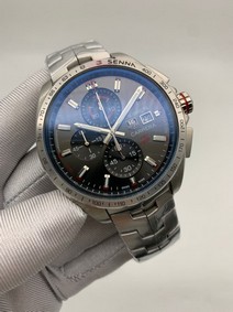 Tag Heuer Black Dial Chrono on SS Strap Mirror Replica
