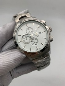 Tag Heuer White Dial Chrono on SS Strap Mirror Replica