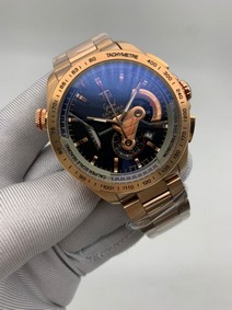 Tag Heuer Black Dial Chrono on Gold Steel Strap Replica Watch