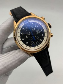 Tag Heuer White Black Dial Chrono on Black Leather Strap Replica Watch
