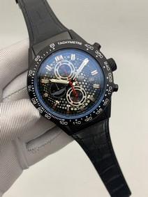 Tag Heuer Full Black Skeleton on Black Leather Strap Mirror Replica