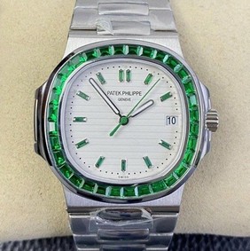 Nautilus Jumbo 5711 PF 1:1 Best Edition White Textured Dial Diamonds Bezel on SS Bracelet A324 Mirror Replica
