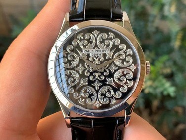 Calatrava 5088 SS FLF Best Edition Style 1 on Black Leather Strap A240 (Micro Rotor) Mirror Replica