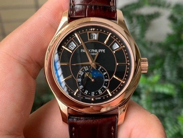 Complications Series Moonphase RG KMF Black Dial on Brown Leather Strap Cal.324 Mirror Replica