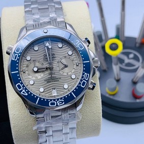 Omega Seamaster Grey Dial on SS Strap Chrono High Version Mirror Replica