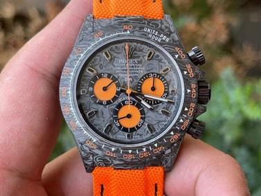 Daytona DIW Carbon Noob 1:1 Best Edition Black/Orange Dial on Orange Nylon Strap SA4130 Replica Watch