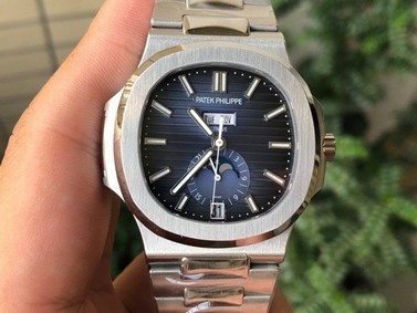 NAUTILUS 5726 COMPLICATED SS 1:1 BEST EDITION BLUE TEXTURED DIAL ON SS BRACELE Mirror Replica